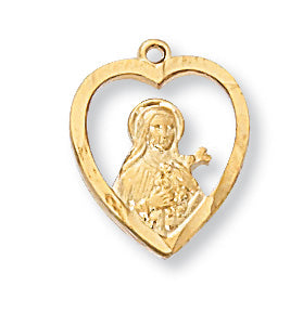 Gold over Silver Saint Therese with 18-inch Chain