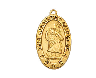 Gold over Silver Saint Christopher with 18-inch Chain
