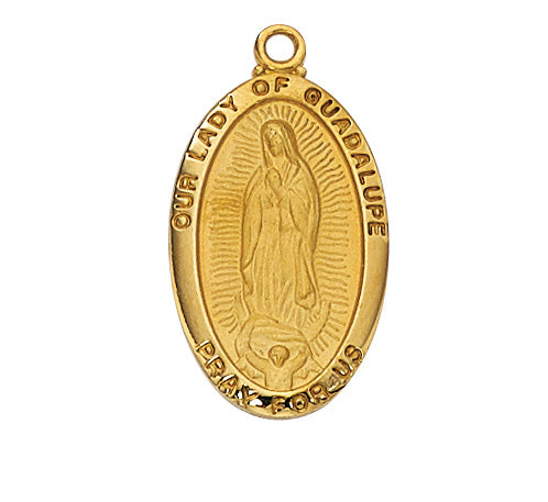 Gold over Silver Our Lady Guadalu with 18-inch Chain - Engravable