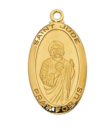 Gold over Silver Medal of Saint Jude with 18-inch Chain - Engravable