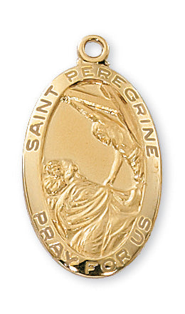 Gold over Silver Medal of Saint Peregrine with 18-inch Chain - Engravable