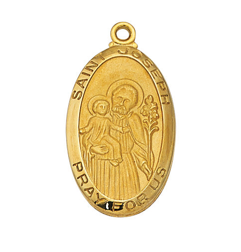 Gold over Silver Medal of Saint Joseph 24-inch Chain - Engravable