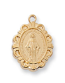Gold over Silver Miraculous Medal with 16-inch Chain