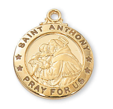 Gold over Silver Medal of Saint Anthony 20-inch Chain - Engravable