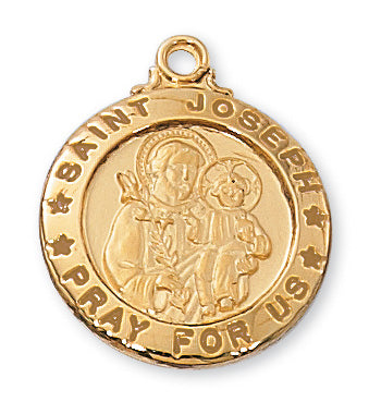 Gold over Silver Medal of Saint Joseph 20-inch Chain - Engravable
