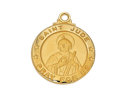 Gold over Silver Medal of Saint Jude 20-inch Chain - Engravable