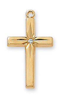 Gold over Silver Cubic Zirconia Cross with 18-inch Chain