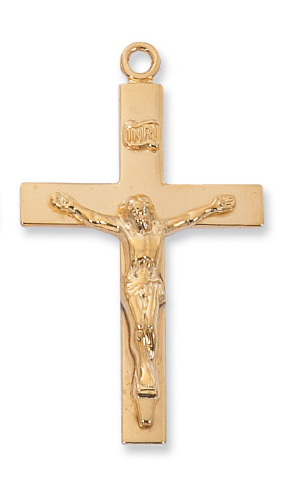 Gold over Silver Lords Prayr Crucifix, with 24-inch Chain