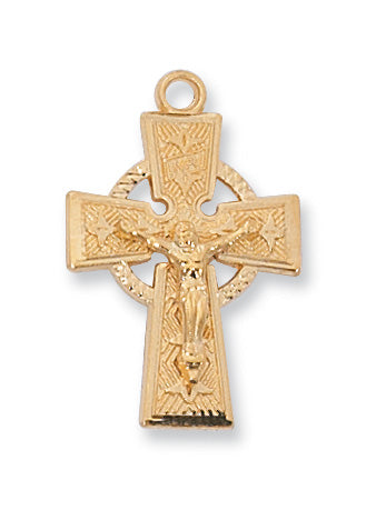 Gold over Silver Celtic Crucifix with 18-inch Chain