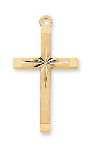 Gold over Silver Starbust Cross with 18-inch Chain