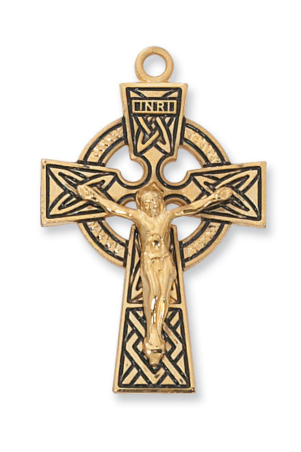 Gold over Silver Celtic Crucifix 24-inch Chain