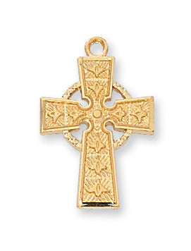Gold over Silver Celtic Cross with 18-inch Chain