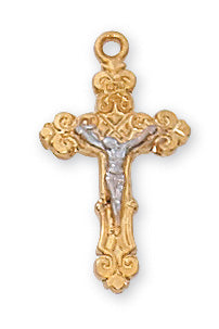 Gold over Silver Tutone Crucifix with Brite