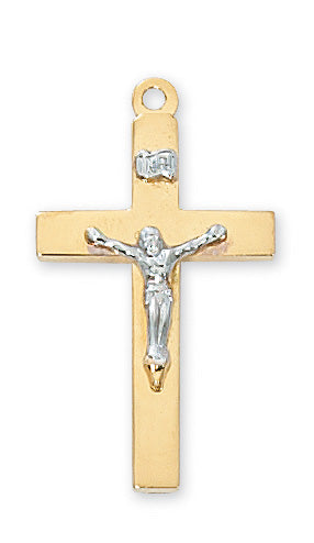 Gold over Silver Tutone Crucifix 20-inch Chain