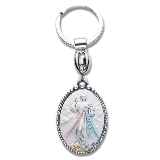 Sterling Silver Key Chain with Divine Mercy