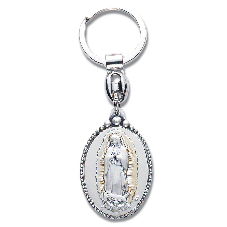 Sterling Silver Key Chain with Our Lady of Guadalupe