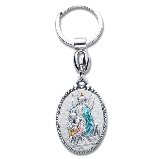 Sterling Silver Key Chain with Guardian Angel