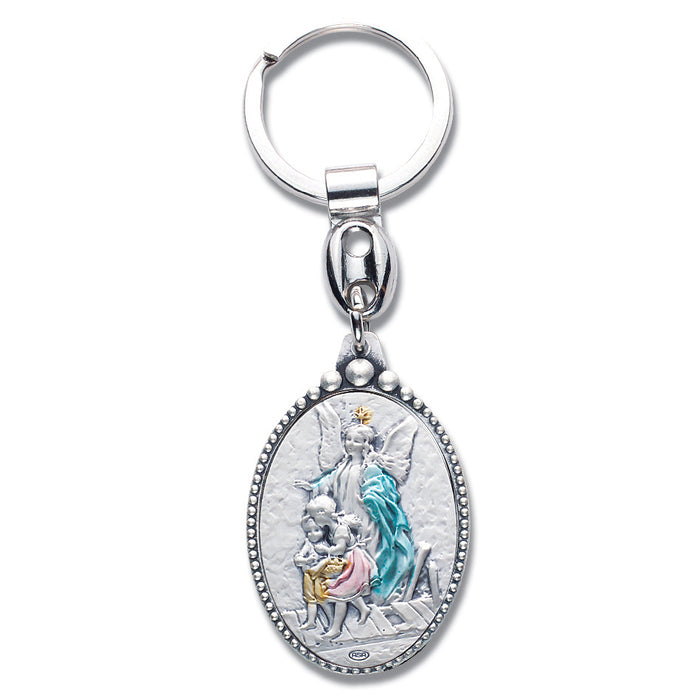 Sterling Silver Key Chain with Guardian Angel