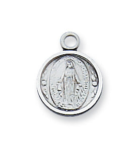 Sterling Silver Miraculous Medal 16-inchNecklace Set