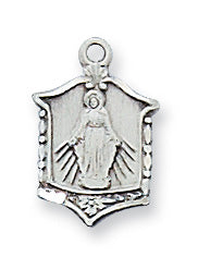 Sterling Silver Miraculous Medal 16-inch Necklace Set
