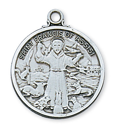 Sterling Silver Saint Francis with 24-inch Chain