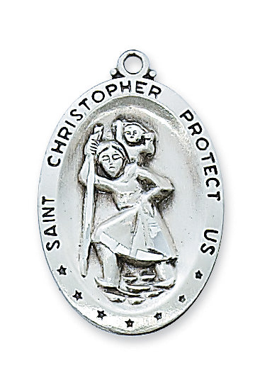 Sterling Silver Saint Christopher with 24-inch Chain