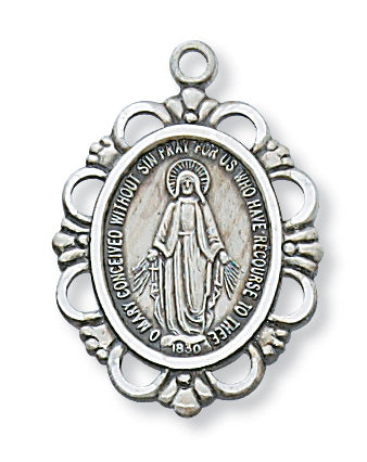 Sterling Silver Miraculous with 18-inch Chain