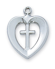 Sterling Silver Hrt/Cross with 18-inch Chain