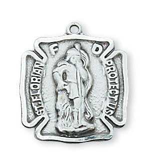 Sterling Silver Saint Florian with 18-inch Chain