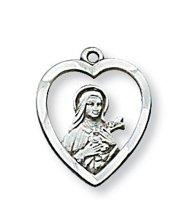 Sterling Silver Saint Therese with 18-inch Chain