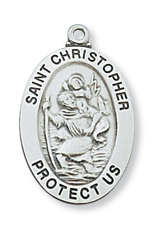 Sterling Silver Saint Christopher Medal with 20-inch Chain