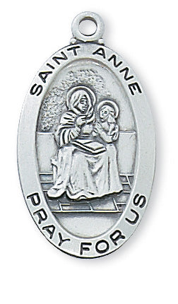 Sterling Silver Medal of Saint Anne with 18-inch Chain - Engravable