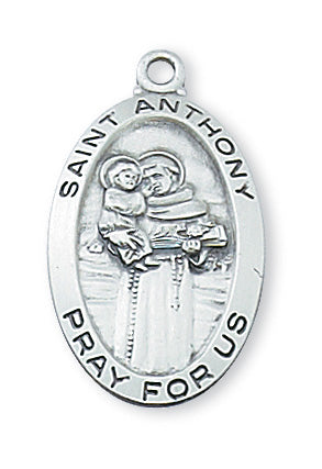 Sterling Silver Medal of Saint Anthony with 18-inch Chain - Engravable