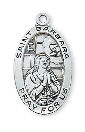 Sterling Silver Medal of Saint Barbara with 18-inch Chain - Engravable