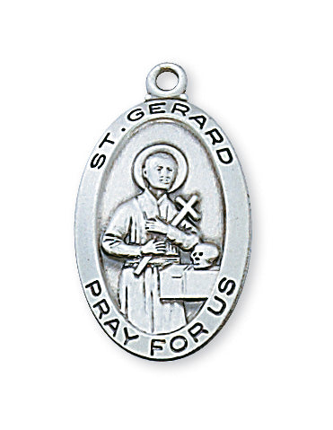 Sterling Silver Medal of Saint Gerard with 18-inch Chain - Engravable