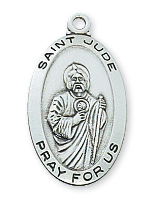 Sterling Silver Medal of Saint Jude with 18-inch Chain - Engravable