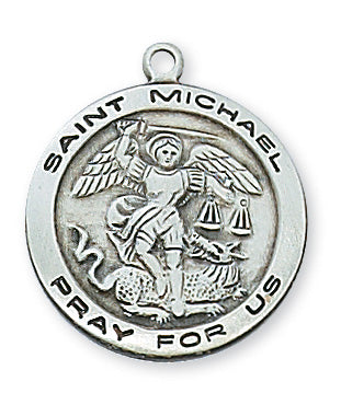 Sterling Silver Saint Michael Necklace Set
