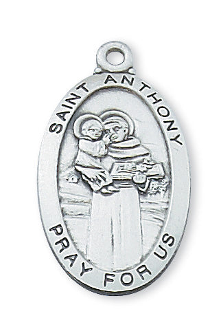 Sterling Silver Medal of Saint Anthony 24-inch Chain - Engravable