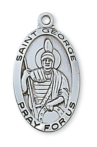 Sterling Silver Medal of Saint George 24-inch Chain - Engravable