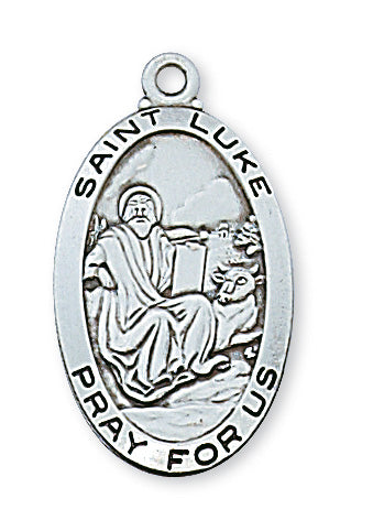 Sterling Silver Medal of Saint Luke 24-inch Chain - Engravable