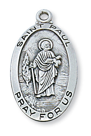 Sterling Silver Medal of Saint Paul 24-inch Chain - Engravable