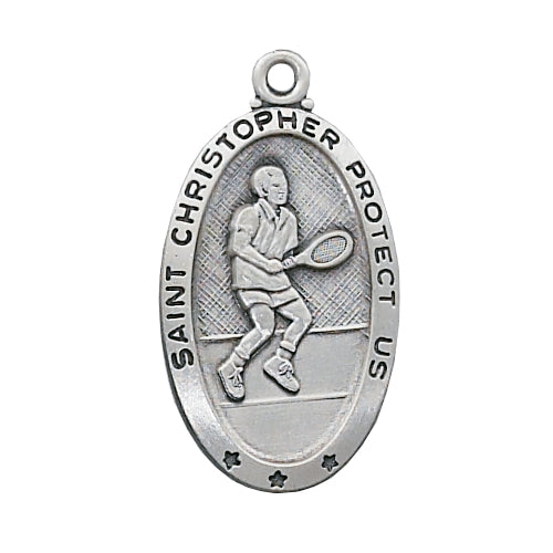 Sterling Silver Tennis Medal Necklace Set