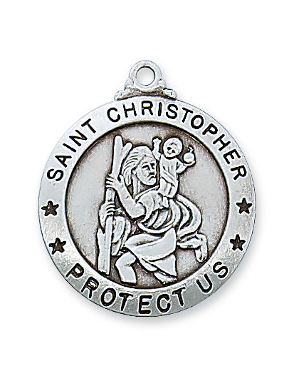 Sterling Silver Saint Christopher 24-inch Chain