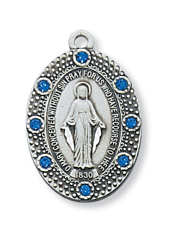 Sterling Silver Miraculous Medal with 18-inch Chain