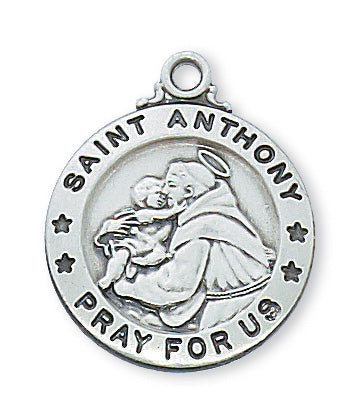 Sterling Silver Medal of Saint Anthony 20-inch Chain - Engravable