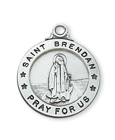Sterling Silver Medal of Saint Brendan 20 Ch and Box-inch - Engravable
