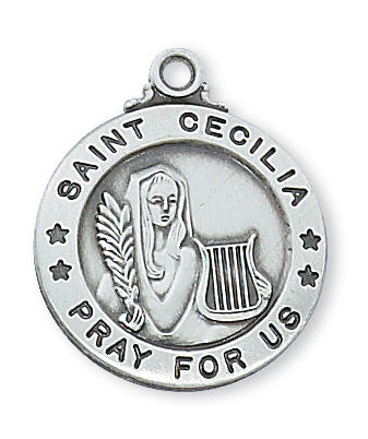 Sterling Silver Medal of Saint Cecelia20Necklace Set-inch - Engravable
