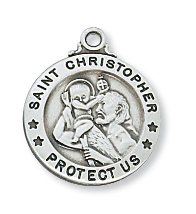 Sterling Silver Medal of Saint Christopher 20 Ch &-inch - Engravable