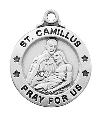Sterling Silver Medal of Saint Camillus 20-inchNecklace Set - Engravable
