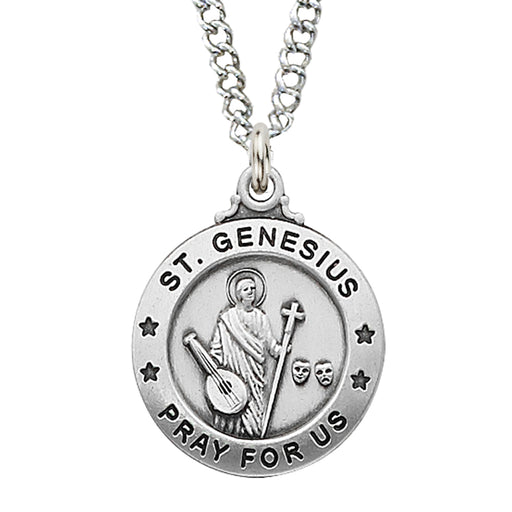 Sterling Silver Saint Genesius 20-inch Chain and Box